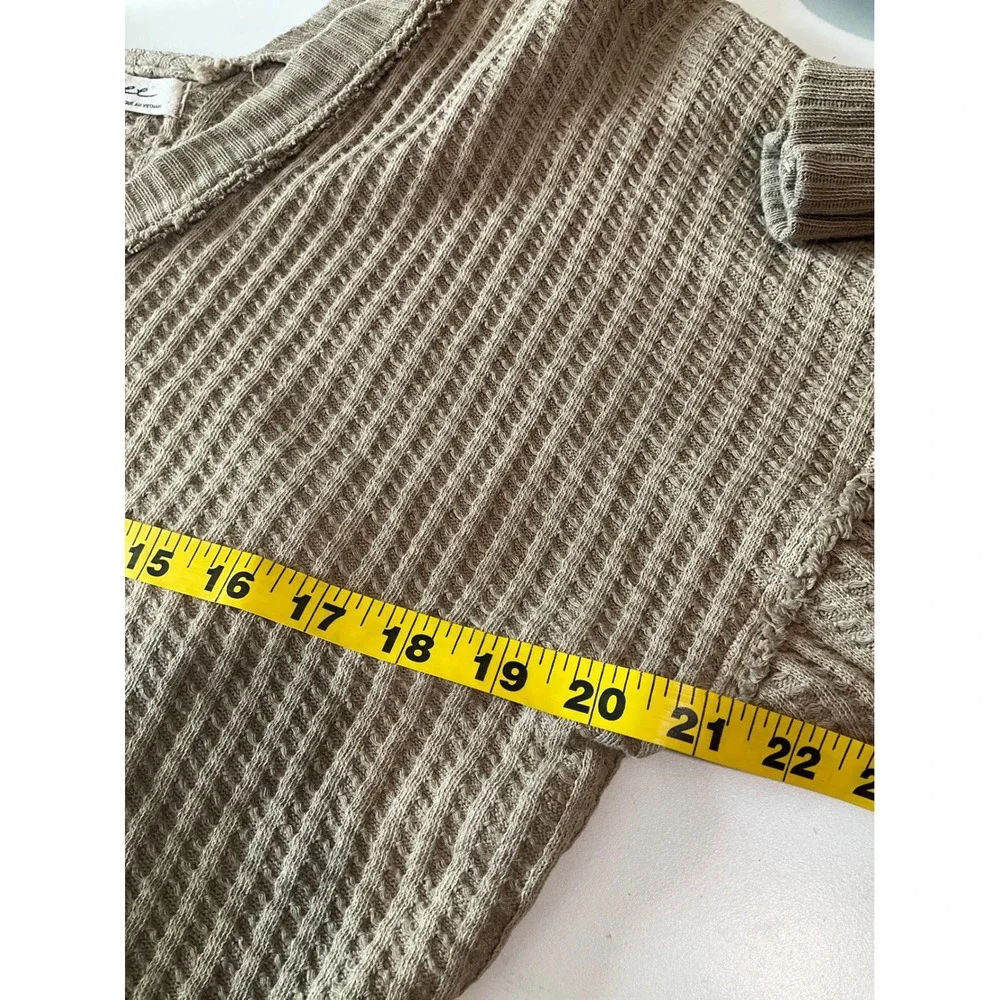 We The Free Magic‎ Thermal Waffle Golden Olive Oversized Pullover Top Boho XS